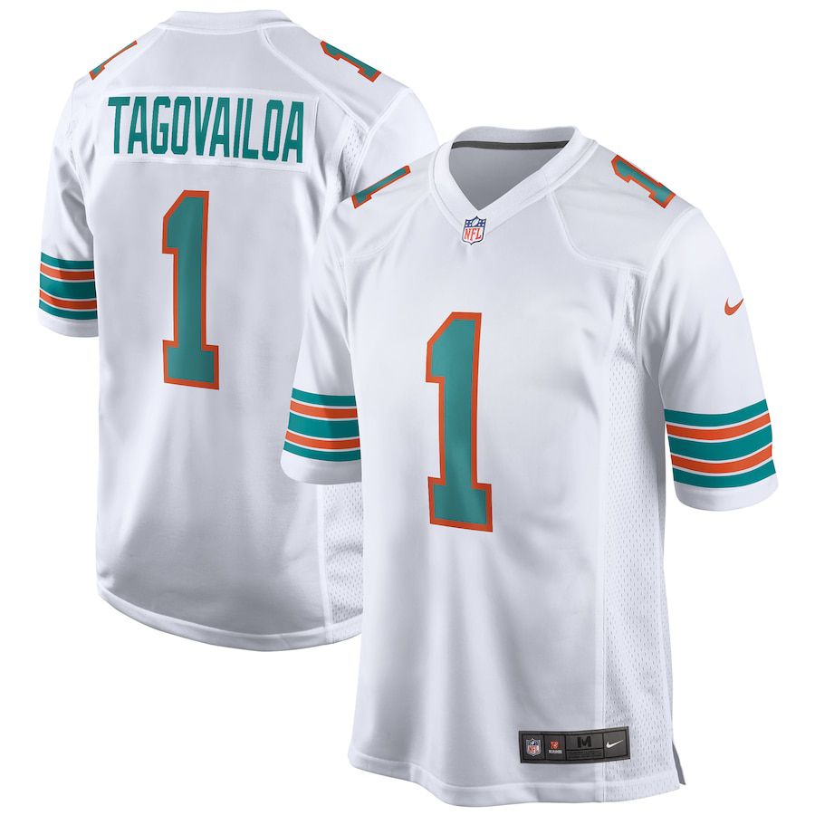 Men Miami Dolphins 1 Tua Tagovailoa Nike White 2nd Alternate Game NFL Jersey